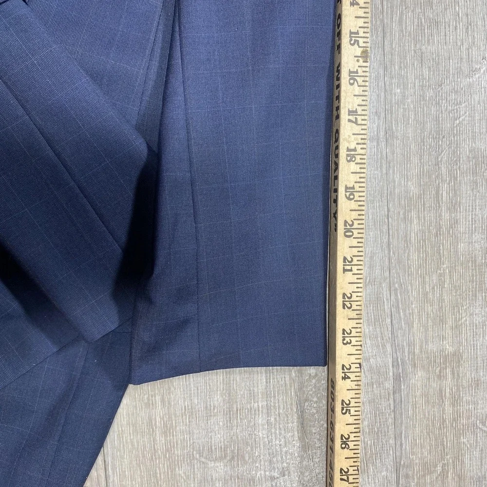 Vintage Samuelsohn Blazer Mens 37‎ Regular Navy Wool Windowpane Sport Coat 90s